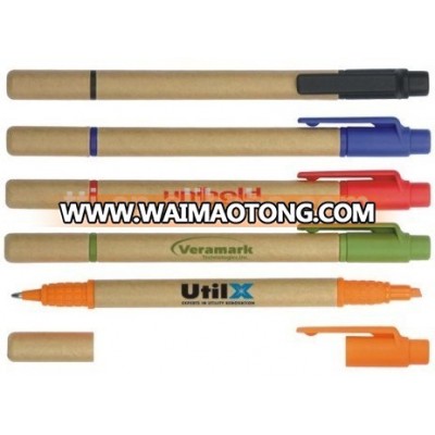 ECO Recycled Paper Ball Pens Plastic Logo SA8000 SMETA 4 pillar audit China factory ECO friendly highlight marker