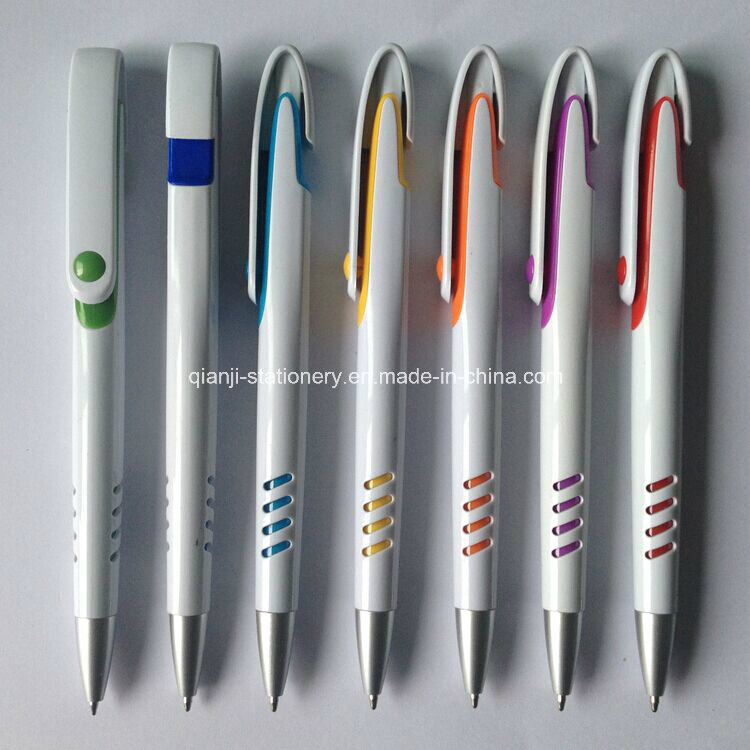 Pretty White Plastic Promotional Pen with Logo (P1001A)